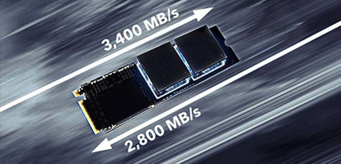 NVMe SSDのシーケンシャル読み取りおよび書き込みのイメージ